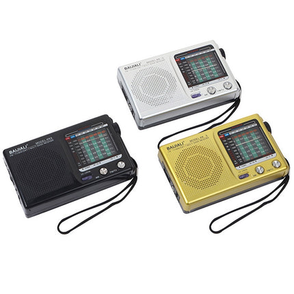 BAIJIALI KK9 Full-band Radio Player Portable Retro Multifunctional Mini Radio(Black)