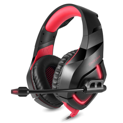 ONIKUMA K1-B Adjustable PC Gaming Headphone with Microphone(Black Red)