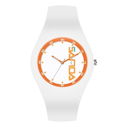 SANDA 6076 Simple Scale Round Dial Ladies Silicone Strap Quartz Watch(White Orange)