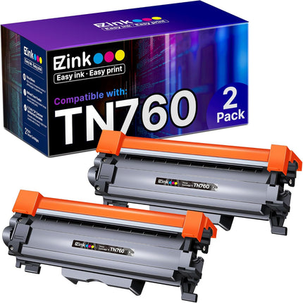 E-Z Ink (TM TN760 Compatible Toner Cartridges Replacement for Brother TN-760 TN730 TN-730 to Use with MFC-L2710DW MFC-L2750DW HL-L2350DW HL-L2370DW HL-L2395DW HL-L2390DW DCP-L2550DW (Black, 2 Pack)