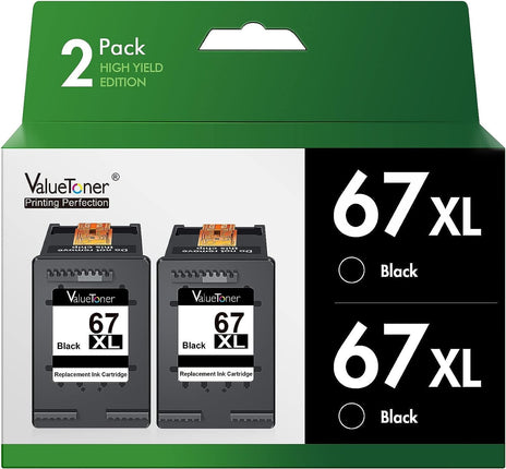 Valuetoner Ink Cartridges Replacement for HP 67XL 67 XL Black & Color, 2-Pack