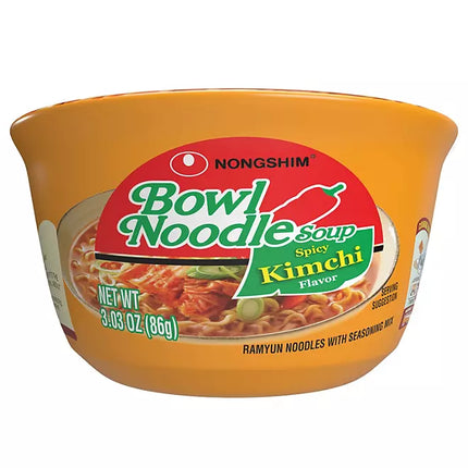 Nongshim Bowl Noodle Spicy Kimchi Ramyun Bowl, 303oz 18ct