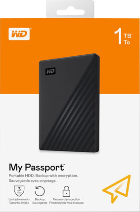 WD - My Passport 1TB External USB 3.0 Portable Hard Drive - Black
