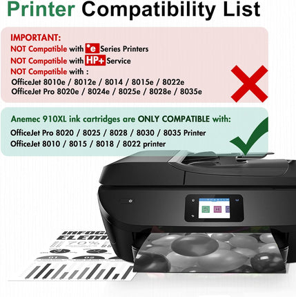 Anemec 910XL Black Ink Cartridges Combo Pack Replacement for HP 910 XL Compatible with OfficeJet Pro 8020 8025 8028 8035 8030 8010 8015 8018 8022 Printer (2 Black)