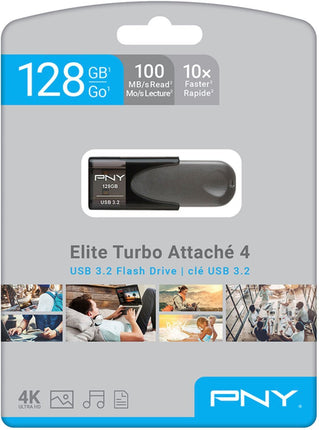 PNY - Elite Turbo Attache 4 128GB USB 3.2 Flash Drive - Black