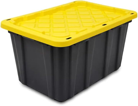 HDX 27 Gal. Tough Storage Tote in Black with Red Lid