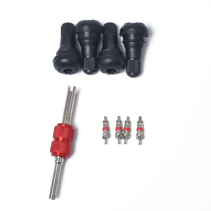 Snap-in Short Black Rubber Valve Stem (TR412) with Valve Core Wrench for Tubeless