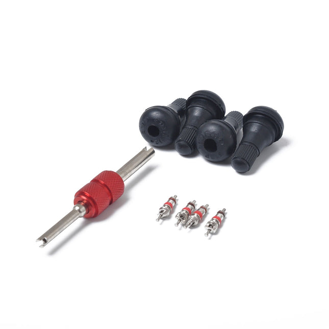 Snap-in Short Black Rubber Valve Stem (TR412) with Valve Core Wrench for Tubeless