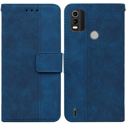 For Nokia C21 Plus Geometric Embossed Leather Phone Case(Blue)