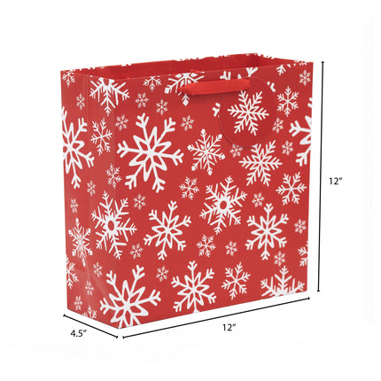 Red Snowflakes Paper Gift Bag, Christmas, Large, Red, White, 1 Count, by Holiday Time