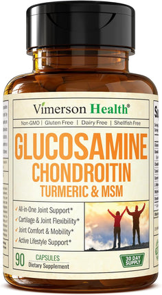 Glucosamine Chondroitin MSM Turmeric Boswellia - Joint Support Supplement.Antioxidant Properties. Helps with Inflammatory Response. Occasional Discomfort Relieffor Back, Knees & Hands. 90 Capsules