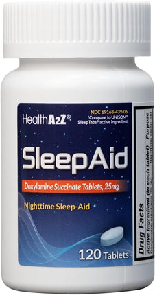 Amazon Basic Care Nighttime Sleep Aid Tablets for Adults, Doxylamine Succinate25 mg, 96 Count
