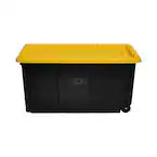 HDX 70 Gal. Tough Storage Tote with Wheels in Black with Yellow Lid