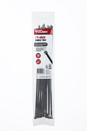 Hyper Tough 11inch Cable Tie Uv Black 20Pc