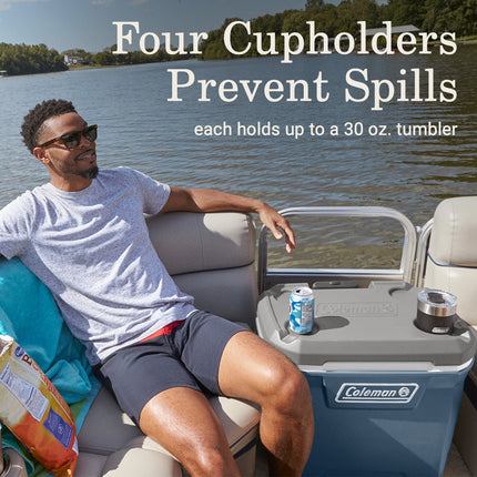 Coleman 316 Series 60QT Hard Chest Wheeled Cooler, Lakeside Blue