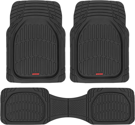 Motor Trend FlexTough Floor Mats for Cars, Black Deep Dish All-Weather Mats, Waterproof Trim-To Fit Automotive Floor Mats for Cars Trucks SUV, Universal Floor Liner Car Accessories