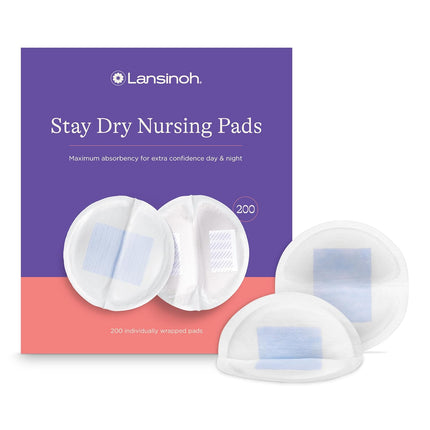 Lansinoh Stay Dry Disposable Nursing Pads, Soft and Super Absorbent Breast Pads, Breastfeeding Essentials for Moms, 36 Count