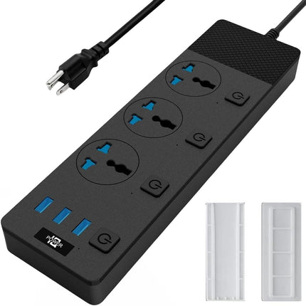 Power Strip with USB Ports, Extension Cord with Multiple Outlets, 110V-240V Cruise Ship Universal Power Strip with Individual Switches, 3000W/16A, Wall Mount Power Strip for Home Office
