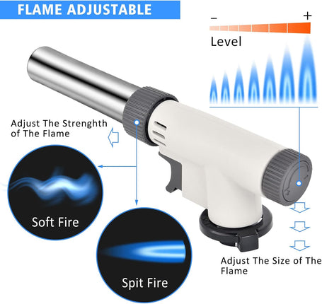 Butane Torch Kitchen Blow Lighter, IEIK 360 Degree Reverse Professional Chef Culinary Torch with Safety Lock andAdjustable Flame for Cooking Crème Brulee Soldering Baking (Butane Gas Not Included)