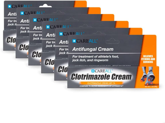 CareAll Clotrimazole Antifungal Cream 1% USP 1.0 oz, Cures Most Athlete’s Foot, Jock Itch and Ringworm, Sooths and Relieves Itching, Burning and Cracking from These Conditions