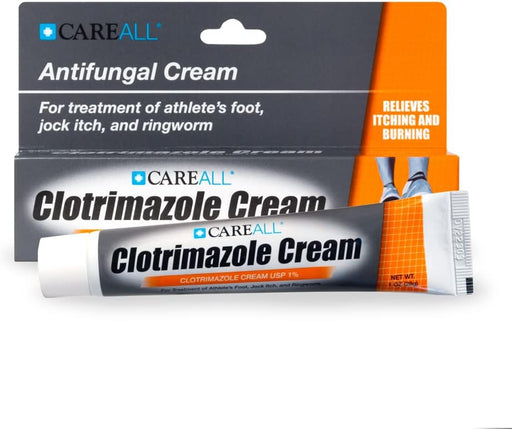 Pcs CareAll Clotrimazole Antifungal Cream 1% USP 1.0 oz, Cures Most Athlete’s Foot, Jock Itch and Ringworm, Sooths and Relieves Itching, Burning and Cracking from These Conditions