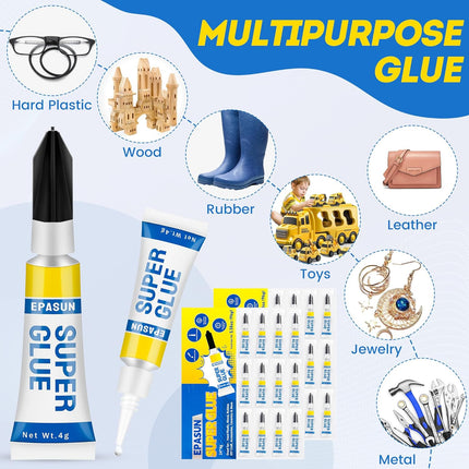 4 Gram Super Glue, Superglue for All Purposes, Strong Cyanoacrylate Glue Clear Glue Adhesive, Super Glue for Plastic, Wood, Ceramic, Metal, DIY Crafts, Jewelry, Glass, Leather etc