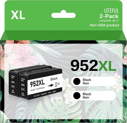 UTEFUL 952XL Latest Upgrade Black Compatible Ink Cartridges Replacement for HP 952 XL Black Ink Cartridges Use with Officejet Pro 7740 8210 8710 8720 8740 8715 7720 8725 8730 (2 Packs)