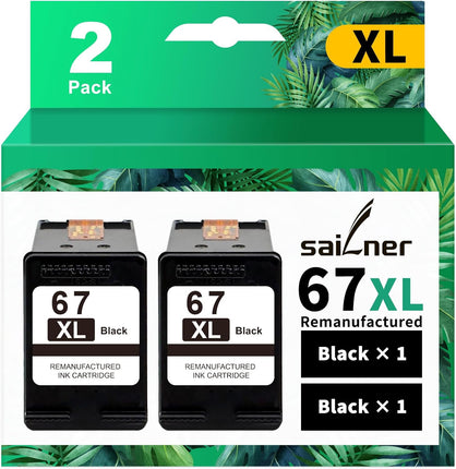 SALLNER 67XL Black Ink Cartridge Remanufactured Replacement for HP Ink 67 67XL Black Ink Cartridge 67XXL use with for HP DeskJet 4155e Ink Cartridges 2755e 4155 2700 Envy 6055 6000 Printer 67XL