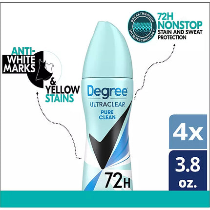 Degree for women black and white dry spray antiperspirant & deodorant, pure clean (3.8oz)