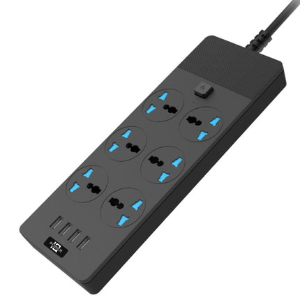 TB-T12 3000W 2m 4-USB Ports + 6-Jacks Multifunctional Flame-Retardant Socket (US Plug)
