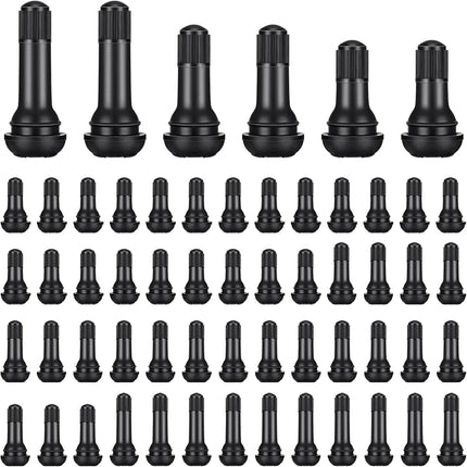 weideer 52Pcs TR412, TR413, TR414 Black Rubber Snap-in Tire Valve Stem for Replacement of Tubeless Rim Holes ofStandard Cars
