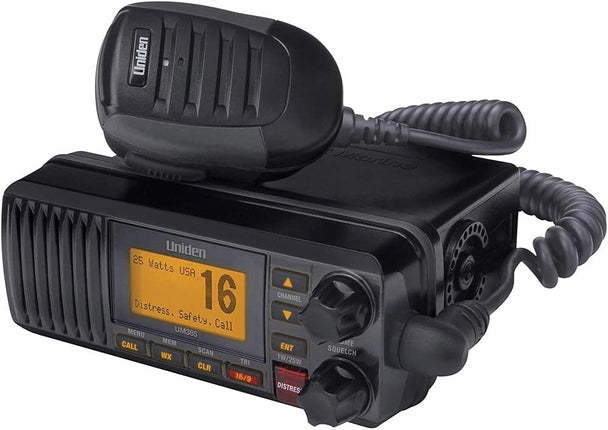 Uniden UM385BK 25 Watt Fixed Mount Marine VHF Radio, Waterproof, Marine Channels