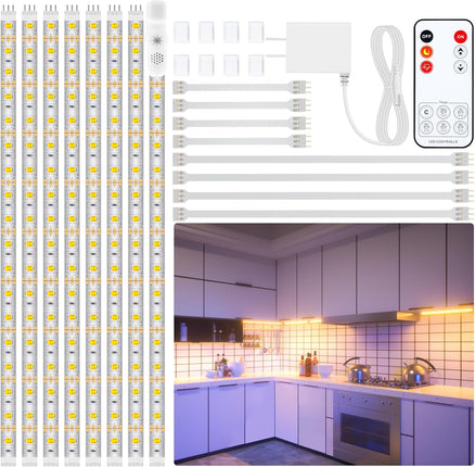 LAFULIT Under Cabinet Lighting Kit - 8 PCS, 2700K Warm White Flexible LED Strip Lights,13ft