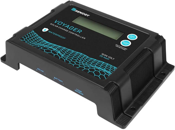 Renogy Voyager 20A 12V/24V PWM Waterproof Solar Charge Controller w/ LCD Display, 20A