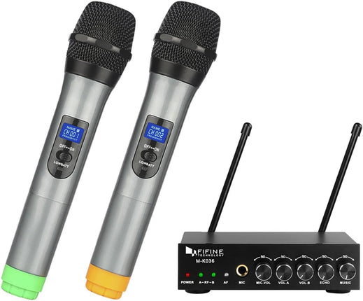 Fifine UHF Dual Channel Wireless Handheld Microphone System-K036
