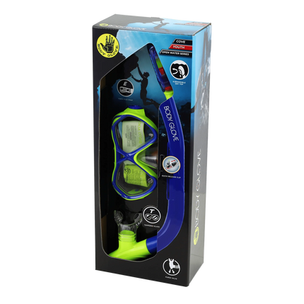 Body Glove Junior Cove Swimming Diving Mask and Snorkel Combo Set for Youth (Blue)