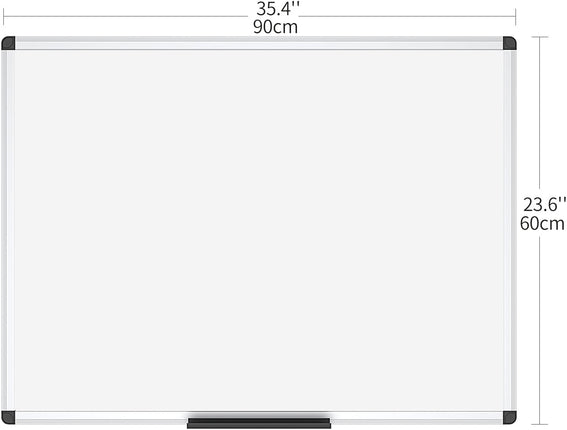 VIZ-PRO Magnetic Dry Erase Board, 36 X 24 Inches, Silver Aluminium Frame