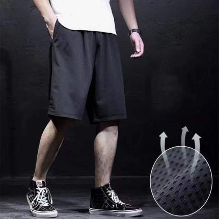 Men Summer Quick-drying Ice Silk Sports Slack Shorts, Size: XXXXL(Black Mesh)