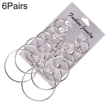 Women Steampunk Fashion Circle Hoop Earrings(Silver)