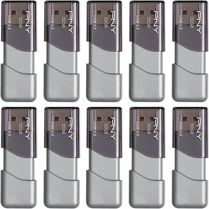 PNY 32GB Turbo Attaché 3 USB 3.0 Flash Drive, Silver