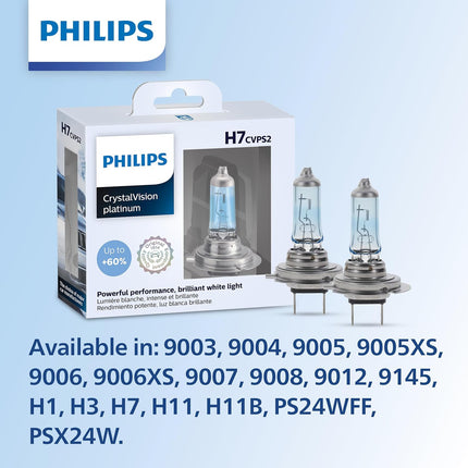 Philips 9003 CrystalVision Platinum Upgrade Headlight Bulb, Pack of 2