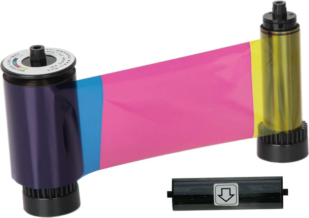 IDP SMART-31 and SMART-51 Series ID Card Printer Ribbon - YMCKO Full-Color, Resin Black and Overlay Panel Ribbonwith Cleaning Roller, 250 Cards/roll