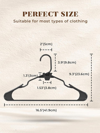 HOUSE DAY Black Plastic Hanger Connector Hooks, Premium Slim Clothes Notched HangersSpace Saving, Heavy Duty Closet Hangers for Coat, Suit, Shirt, Dress