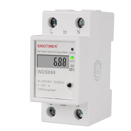 SINOTIMER WDS688 Smart WiFi Single- Phase Power Meter Mobile APP Home Rail Meter 5-60A 230V