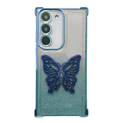 For Samsung Galaxy S20 FE Electroplated Glitter 3D Butterfly Four-corner Shockproof TPU Phone Case(Gradient Blue)