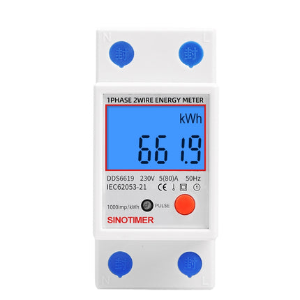 SINOTIMER DDS6619-012 Backlight Display Household Single-phase Rail Energy Meter 5- 80A(230V 50Hz)