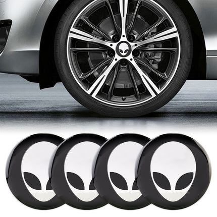 4 PCS Car-Styling Alien Pattern Metal Wheel Hub Decorative Sticker, Diameter: 5.8cm