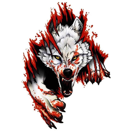 3D Realistic Wolf Head Hood Door Car Body Decoration Stickers Scratches Cover Waterproof Car Stickers(Wolf Head Left)