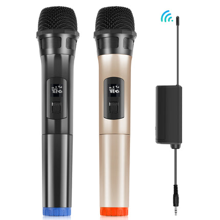 PULUZ 1 To 2 UHF Wireless Dynamic Microphones with LED Display, 3.5mm Transmitter