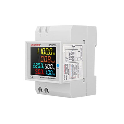 SINOTIMER SDM009 Din Rail Single-Phase Voltage Current Frequency Power Factor Electricity Multifunctional Meter, Model: AC40- 300V Built-In